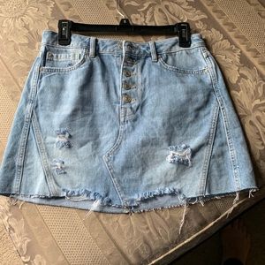 NWT Free People button fly denim mini skirt